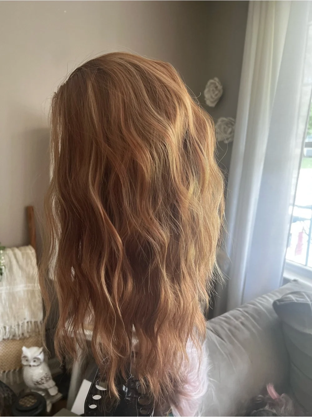 Long Wavy Synthetic Hairpiece in Warm Strawberry Blonde